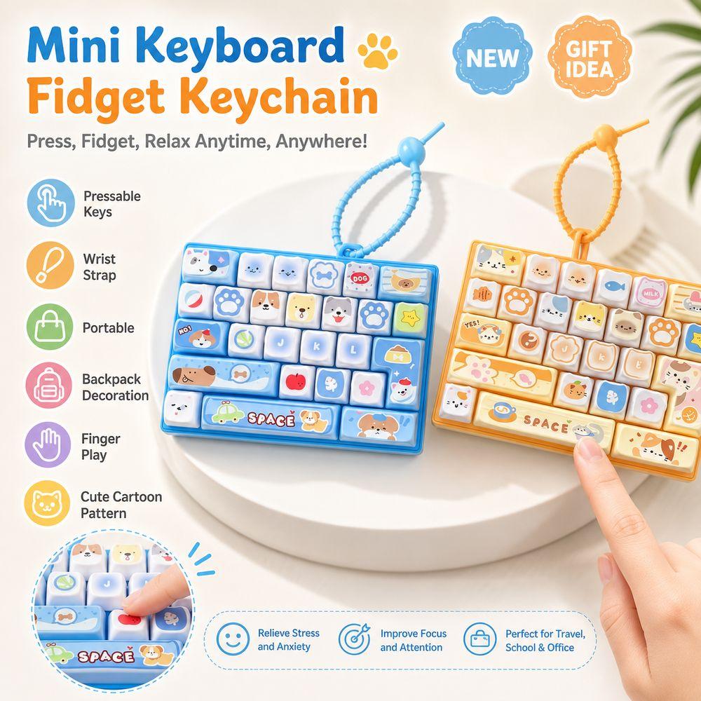 26-key Stress Relief Decompression Toy Clear Key Sounds Press Button Toy Keyboard Toy Bag Pendant