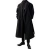 Men Long Woolen Coat Lapel Long Sleeve Solid Color Windbreaker Pockets Two-Button Placket Solid Color Mid-length Outwear