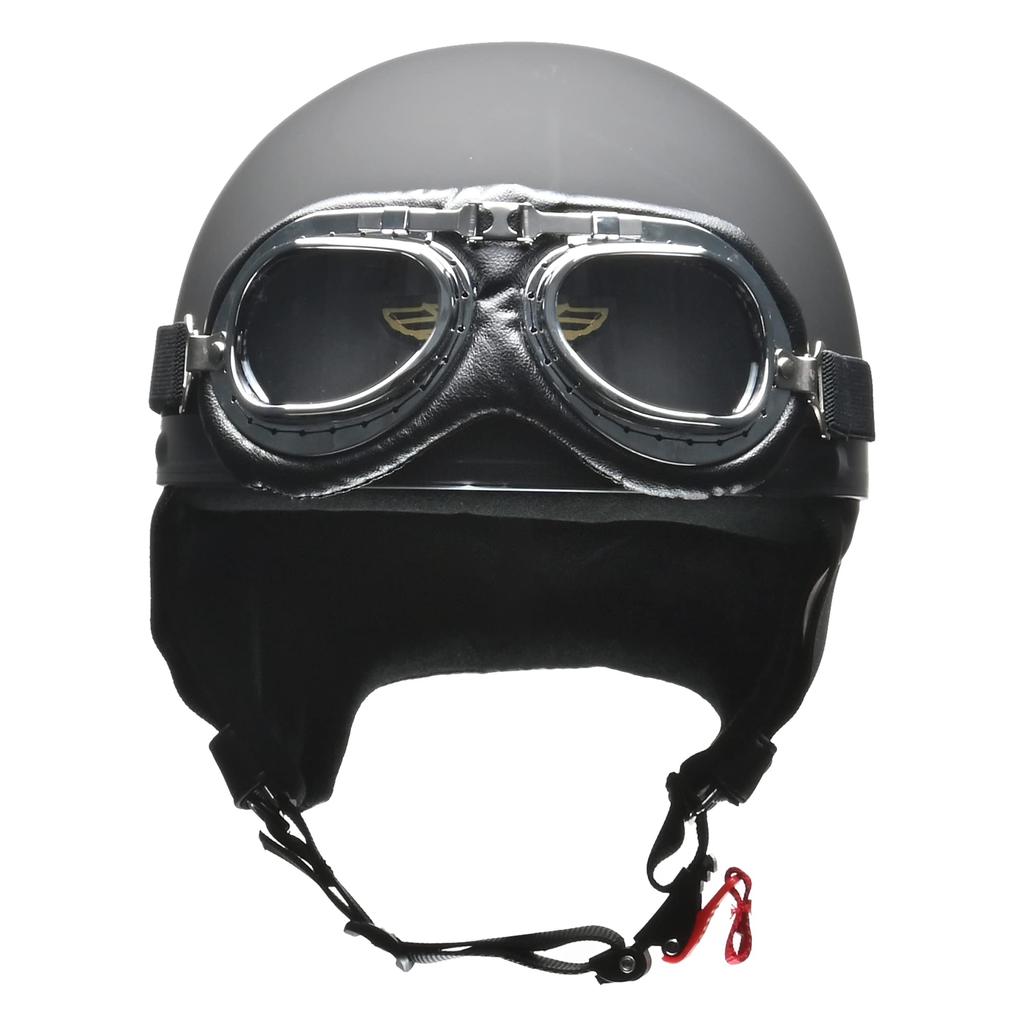LEAD Motorcycle Helmet Half CROSS Vintage Matte Black LL CR-751 -