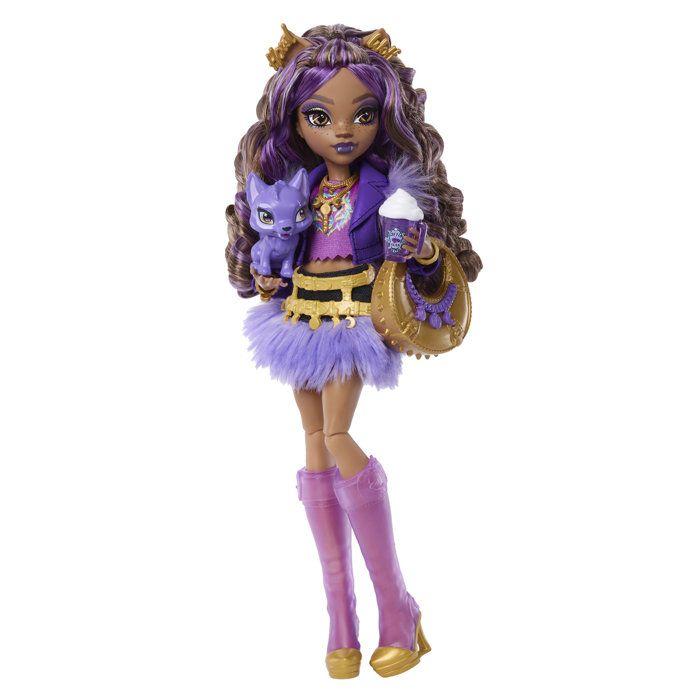 Кукла-модель - MONSTER HIGH - JHK30 - Клодин В школу - Питомец - Золотые украшения - 7 аксессуаров