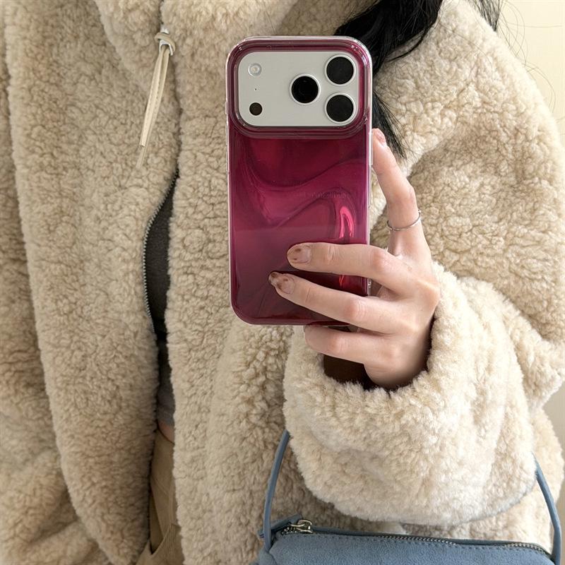 Ударопрочный двухслойный чехол с бордовым градиентом для iPhone 14/13 и Apple 17/16/15 Pro Max