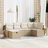vidaXL 6-piece Sofa Set with Cushions Beige Poly Rattan, 2-seater Garden Sofa with Storage and Cushions 3360512