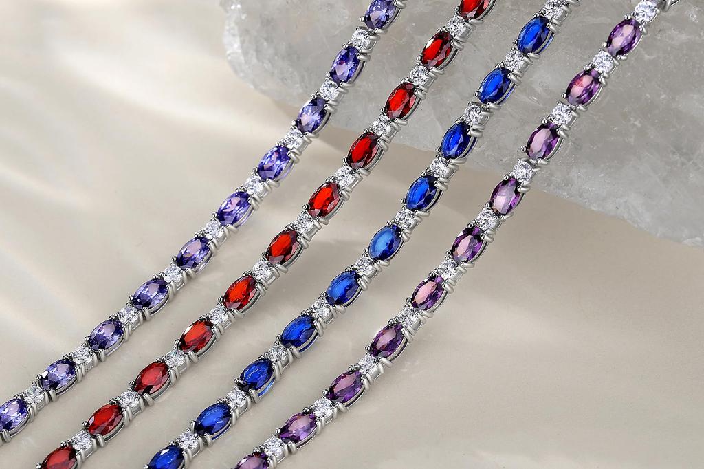 FANCIME Tennis Bracelet Synthetic Amethyst February Birthstone Width 4mm Tennis Bracelet Zirconia Silver S925 Amulet Christmas Birthday Anniversary