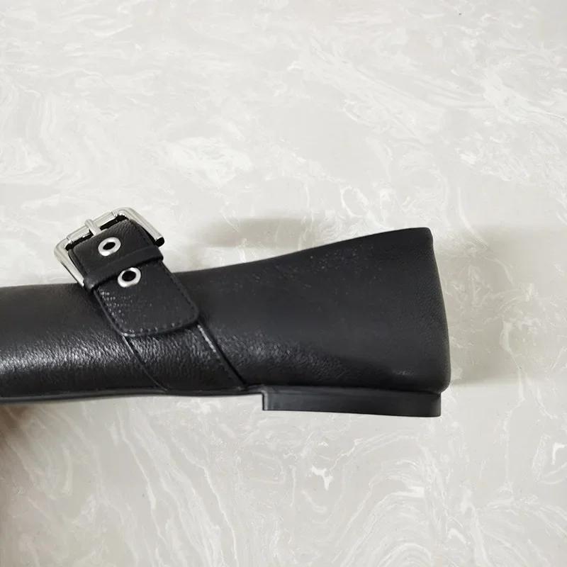 Женские туфли Мэри Джейн, черные, из искусственной кожи, винтажные балетки, женские модные балетки с пряжкой на ремне и круглым носком, туфли-балетки Zapatillas De Mujer