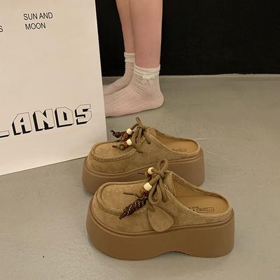 Shorty Leboken обувь сумка голова полутапочки женская верхняя одежда 2025 ранняя осень новинка ретро толстая подошва увеличивающая рост обувь кенгуру