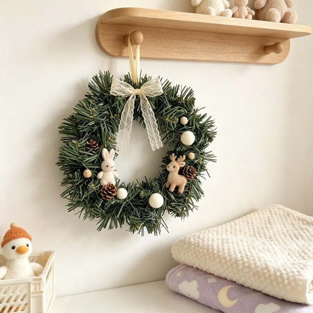 Realistic Artificial Green Pine Wreath Green Christmas Door Wreath  Outdoor Front Door