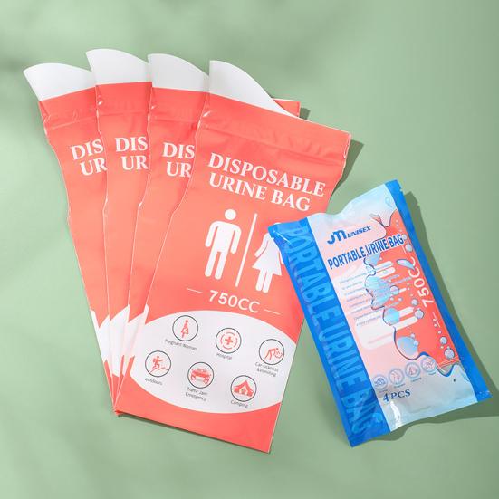 4Pcs 750CC Disposable Urine Bag Leakproof Portable Travel Self-Driving Car Tour Traffic Jam Camping Men Women Pee Vomit Emergency Pouch