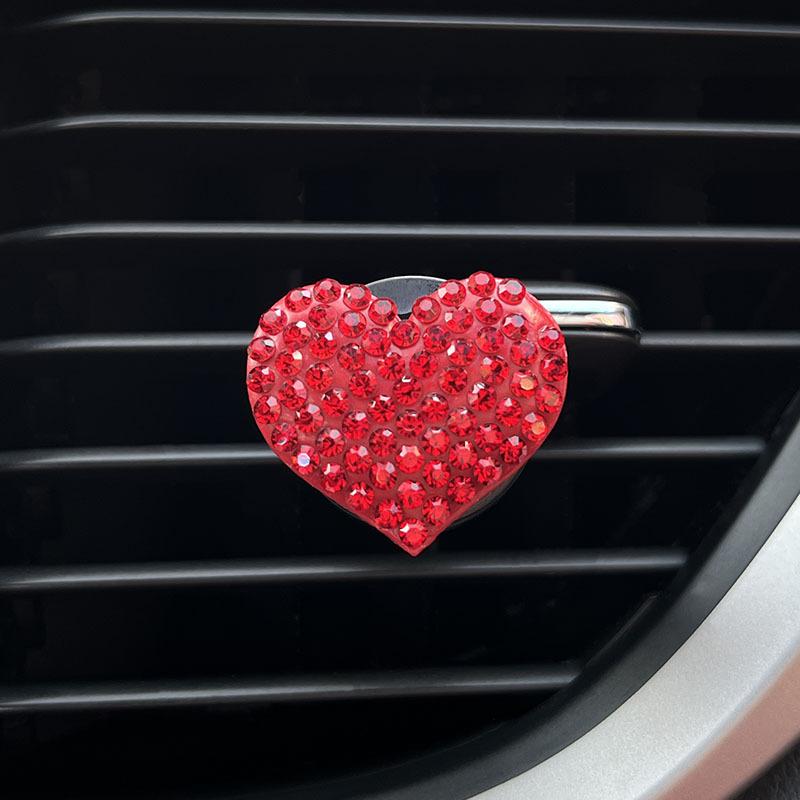 Heart-shaped Car Air Outlet Clip Creative Rhinestone Car Air Conditioning Air Outlet Perfume Decoration Clip Car Accessories