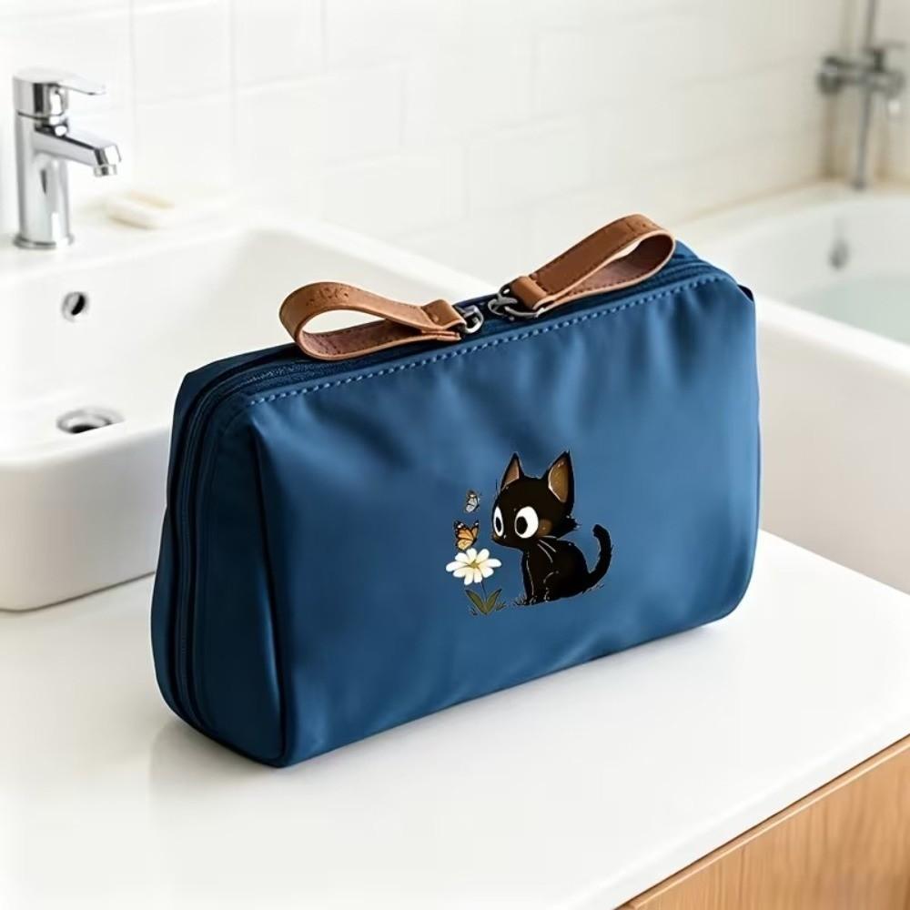 Cat Printed Cosmetic Pouch Portable Size Travel Pouch Simple Handbag For Women