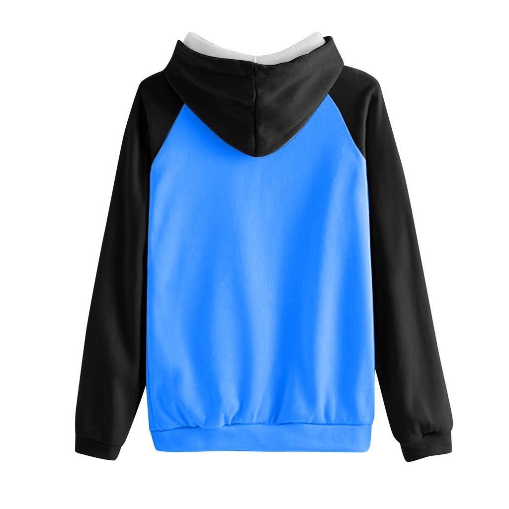 Женские толстовки с капюшоном, пуловер, цветной блок, свободный свитшот, повседневный, легкий, милый, с карманом
