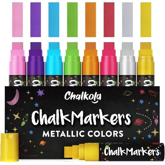 8 Washable Window Markers for Cars - 15mm Jumbo, 3 in 1 Nib, 28g Ink - Liquid Chalk Markers for Chalkboard, Blackboard, Glass, Bistro, Auto, Menu