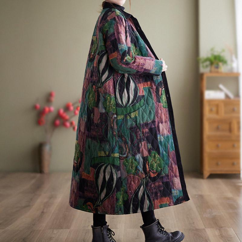 Хлопковое льняное пальто, женское зимнее длинное утолщенное удобное пальто в стиле ретро, ​​женское свободное повседневное теплое пальто