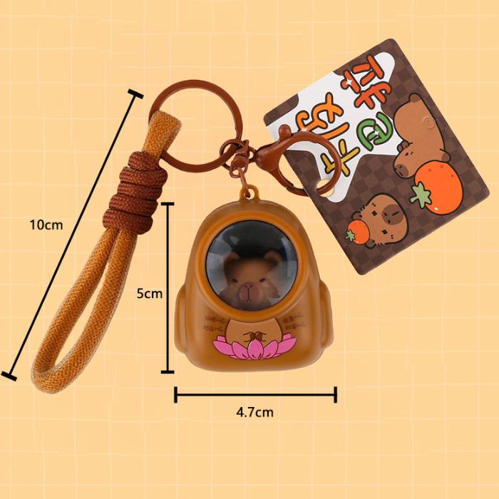Capybara Schoolbag Light-Up Keychain Cartoon PVC Glow-in-the-Dark DIY Bag Charm Cute Children's Small Gift