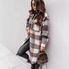 Женская клетчатая рубашка-куртка с длинным рукавом - Топ средней длины Осень/Зима 2023