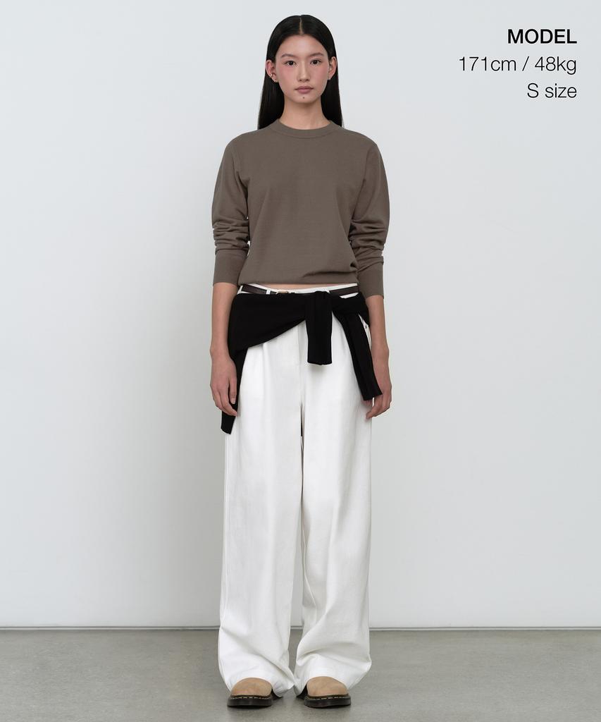 MUSINSA STANDARD WOMAN Women'S Essential Round Neck Knit [Taupe]