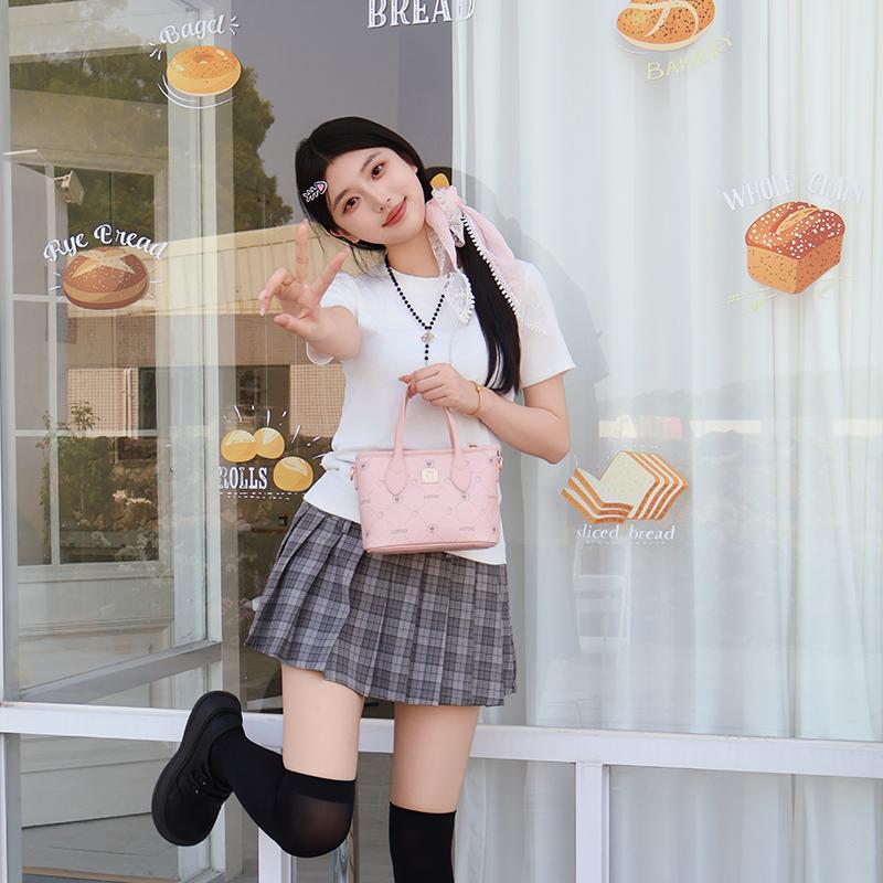 Disney Strawberry Bear Tote Bag Sweet Cute Daily Versatile Fashion College Style Simple Compact Commuting Outing Dating Women Tote Bag BMK-72649