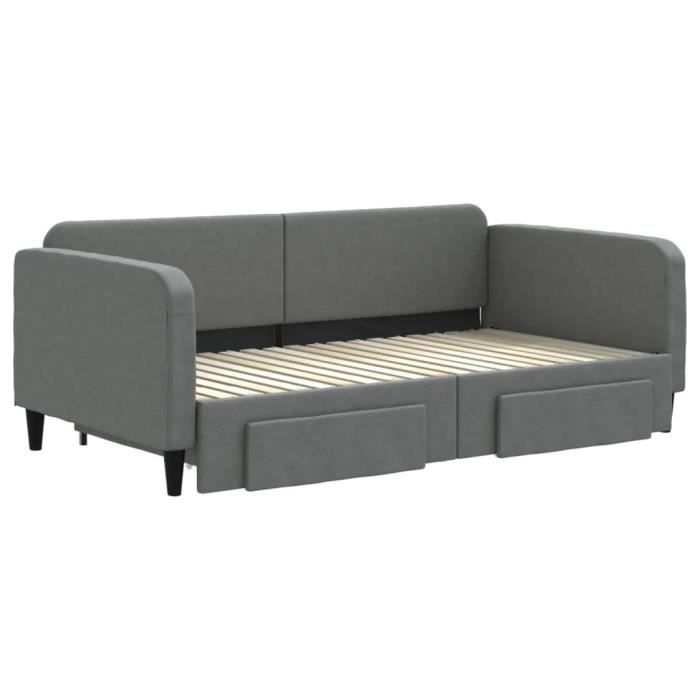 VidaXL Daybed with Trundle and Drawers Dark Grey 90x190 Cm Fabric 3196863