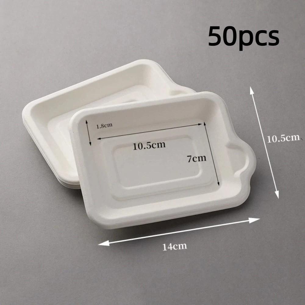 50Pcs Thickened Paper Plates Square Fruit Plate New Small Bowl Tray Set Picnic Birthday Party