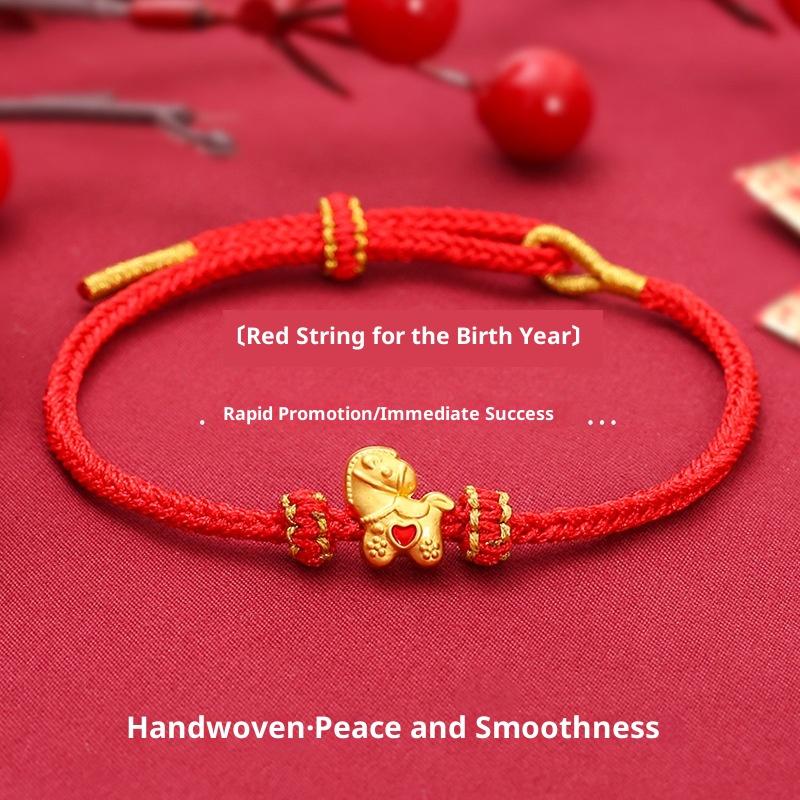Браслет из красной плетеной веревки на год Лошади 2026 для женщин в китайском стиле, браслеты с бусинами в виде лошади, ювелирные изделия для благословения на Новый год, подарки