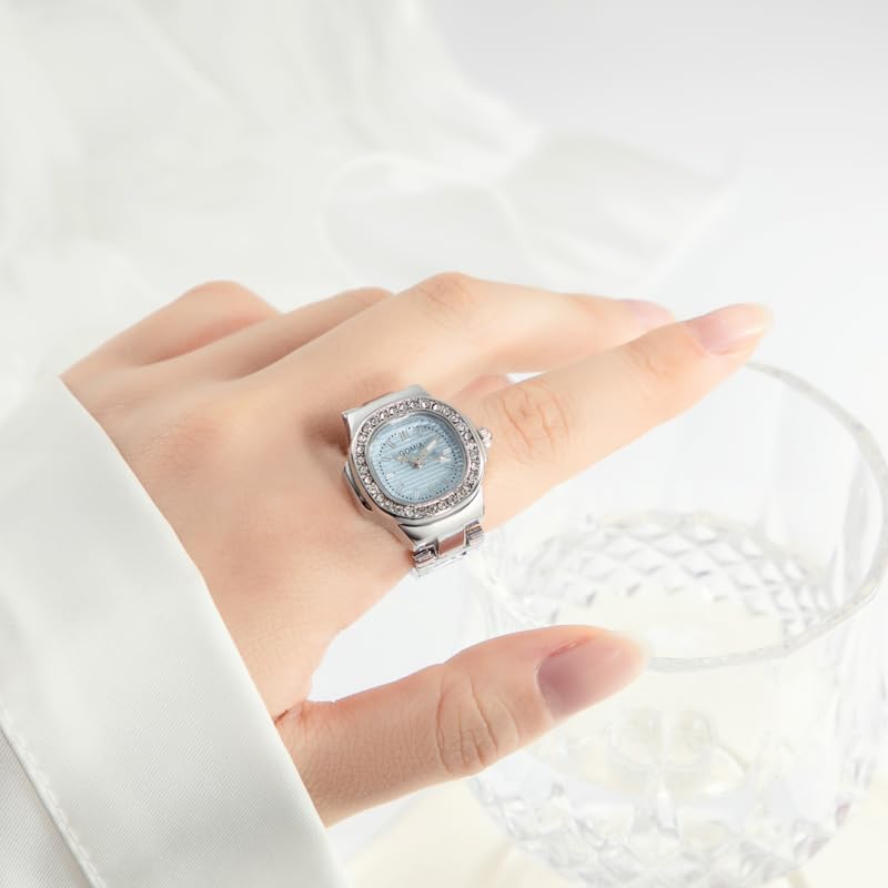 Ring Ring Watch Ring Watch Analog Cute Stylish Waterproof Free Size Fashion Ring Silver Gift for Girlfriend Birthday Christmas Day Women's Women's