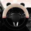 Car Steering Wheel Cover For Winter Warm Fluffy Soft Plush Cute Panda Ears Shaped Steering Wheel Protector Interior Decor Cover