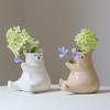 Cute Ceramic Bear Vase Hydroponic Vase Desktop Ornament Home Decor Garden Decoration