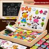 Wooden Animal Zodiac Magnetic Puzzle & Drawing Board for Kids