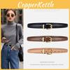Solid Gold Color Buckle Decoration Women Casual Slim Waist Belt For Daily Use