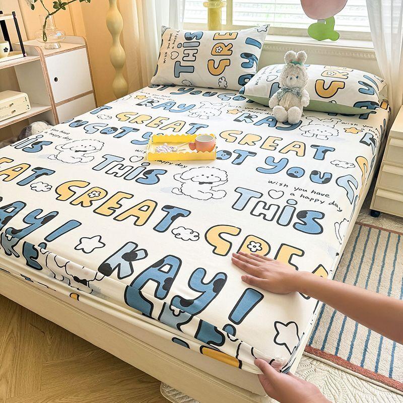 Простыня Ins в корейском стиле с фиолетовым цветочным узором, покрывало из стираного хлопка, защитный чехол для матраса от пыли, противоскользящая кровать