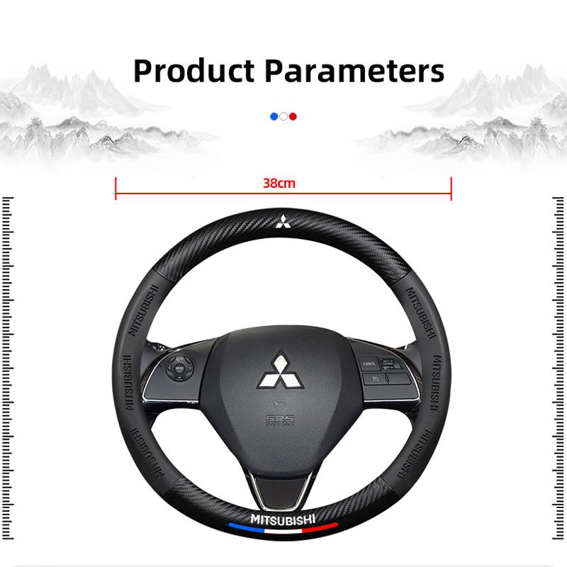 nlvc3 Carbon Fibre Leather Car Steering Wheel Cover Anti-slip Embossed Case For Mitsubishi Triton Ralliart Star Mirage Galant Xpander