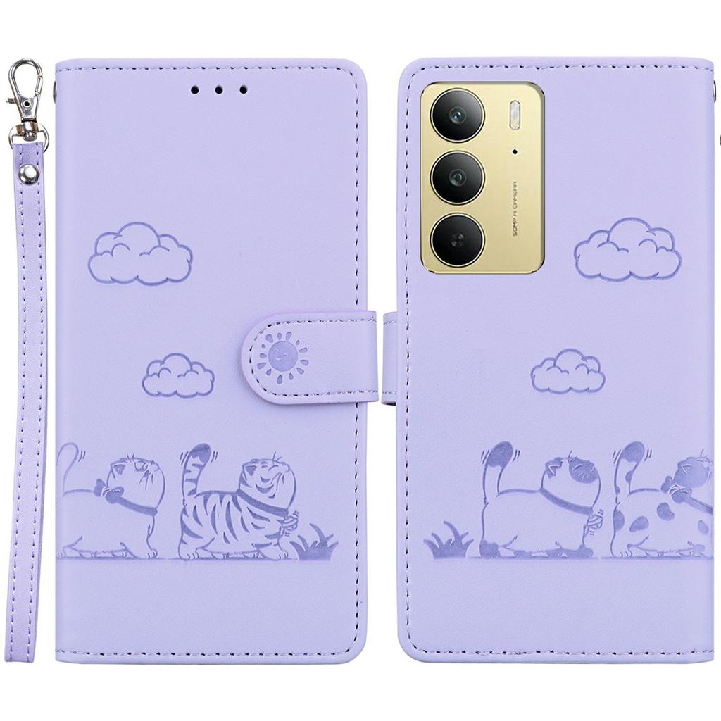 For Realme C75 4G Case RFID Blocking Kitten Pattern TPU+PU Leather Phone Cover
