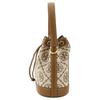 Tory Burch T Monogram Brass Accented Elegant Drawstring Bucket Bag With Push Lock Women Handbags Hazelnut-Brown 84336-371