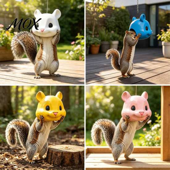 Quirky Gift for Gardeners Squirrel Head Feeder, Funny Mask Hanging Novelty Animal Feeder Garden Face Design, Wildlife Outdoor Backyard Decor