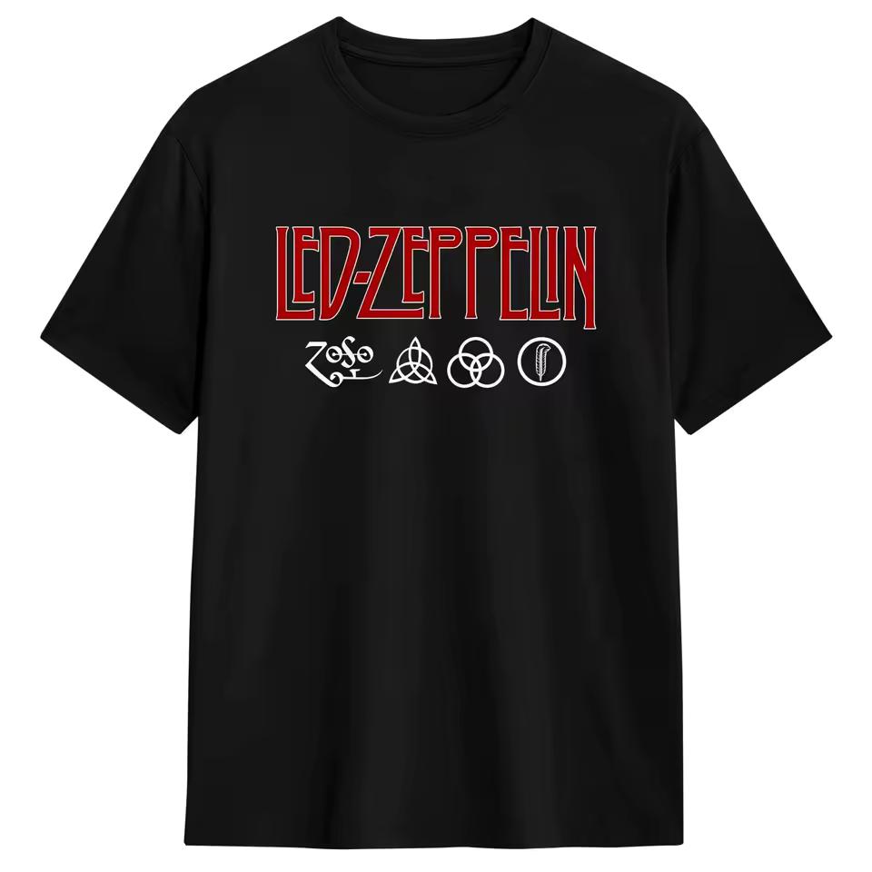 Hot Leds Zeppelinsclassic Poster Print T-Shirt Men Women Summer New Tee Harajuku Fashion Cotton O-Neck Oversized Short-Sleeved