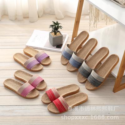 Унисекс Домашние льняные тапочки с тесьмой для всех сезонов