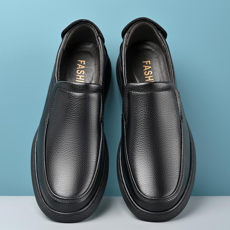 Men'S Leather Shoes Business Casual Velvet Warm Middle-Aged And Elderly Father Shoes One Pedal Driving Shoes
