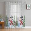 Christmas Winter Snowflake Snowman Modern Tulle Curtains For Living Room Bedroom Home Kitchen Window Sheer Curtains