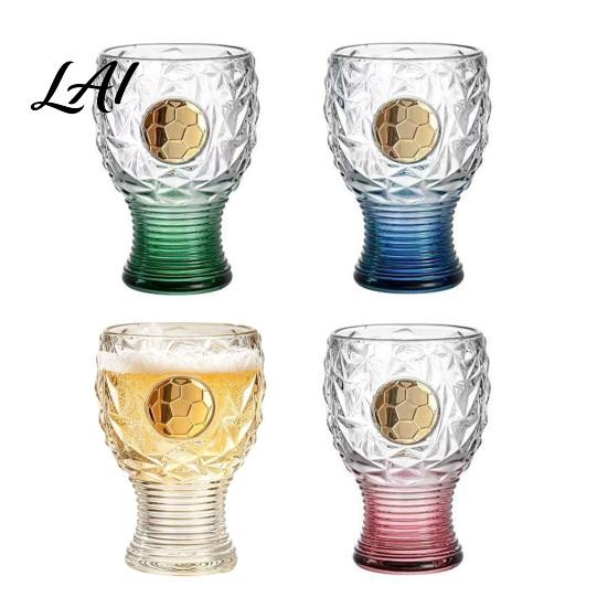 Tall Football Mug Soccer Trophy Beer Glass 400ml Capacity Mug Clear Glass