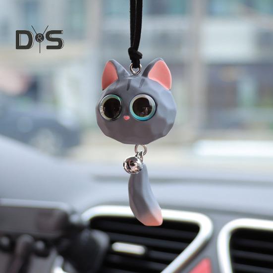 Подвесное украшение для автомобиля в виде кошки, симпатичная лиса, украшение для зеркала заднего вида автомобиля, декоративные аксессуары для салона автомобиля