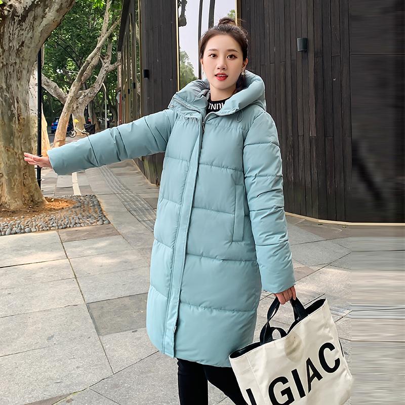 Женская осенне-зимняя куртка с воротником на шнурке и пуговицами, длинная парка на молнии, свободное теплое хлопковое пальто