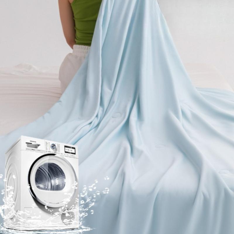 Лето - Прохладное одеяло из ледяного шелка для кондиционированного воздуха: Ультратонкий, машинная стирка, постельный набор, идеально подходящий для общежитий и домашнего использования