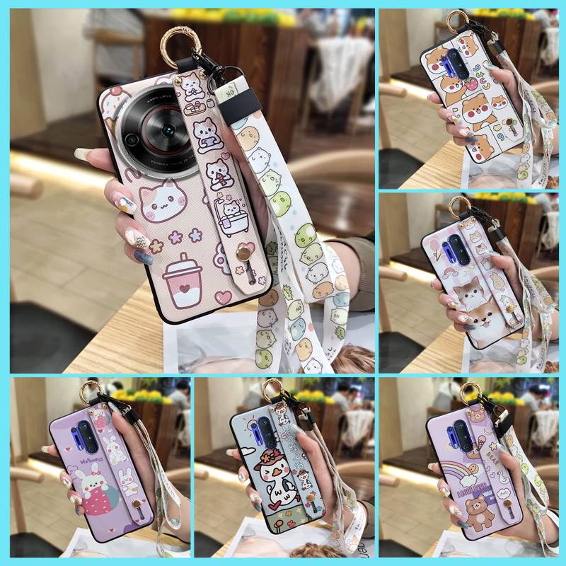 Cute Durable Phone Case For ZTE Blade A75 5G/Nubia Focus 5G/Calf 5G Cartoon Anti-knock Soft Case Ring Protective Lanyard