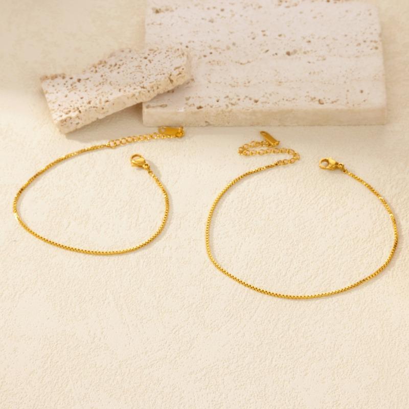 Simple Niche Stainless Steel Box Chain Bracelet Anklet Encrypted Titanium Steel Bracelet Women's Jewelry
