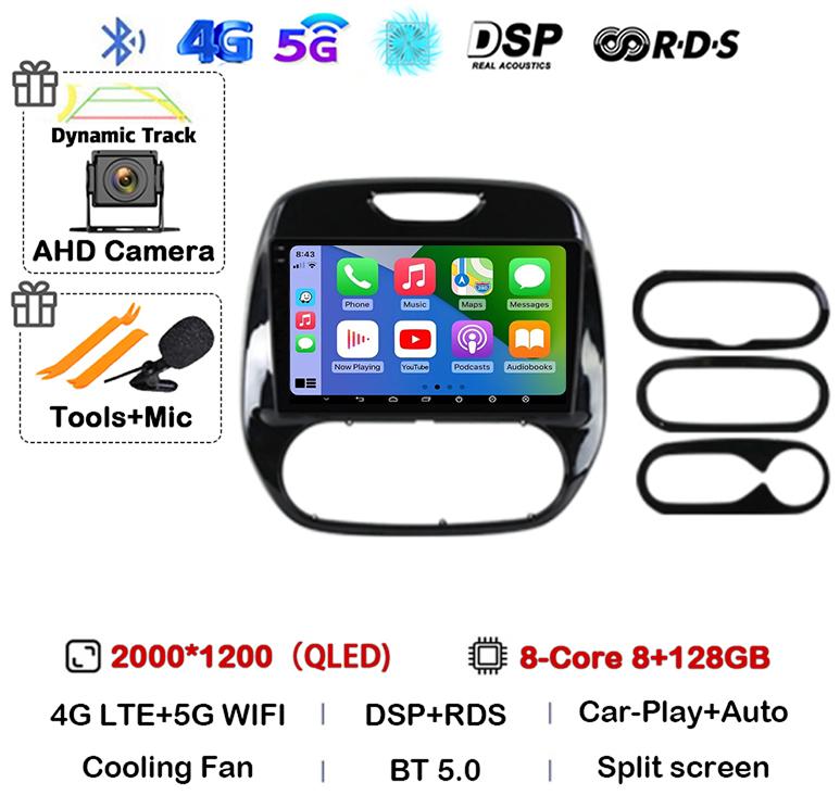 Android 14 Carplay Auto для Renault Captur CLIO Samsung QM3 2011-2018 Автомобильный радиоприемник Стерео GPS Мультимедиа Видеоплеер 360 Камера 4G