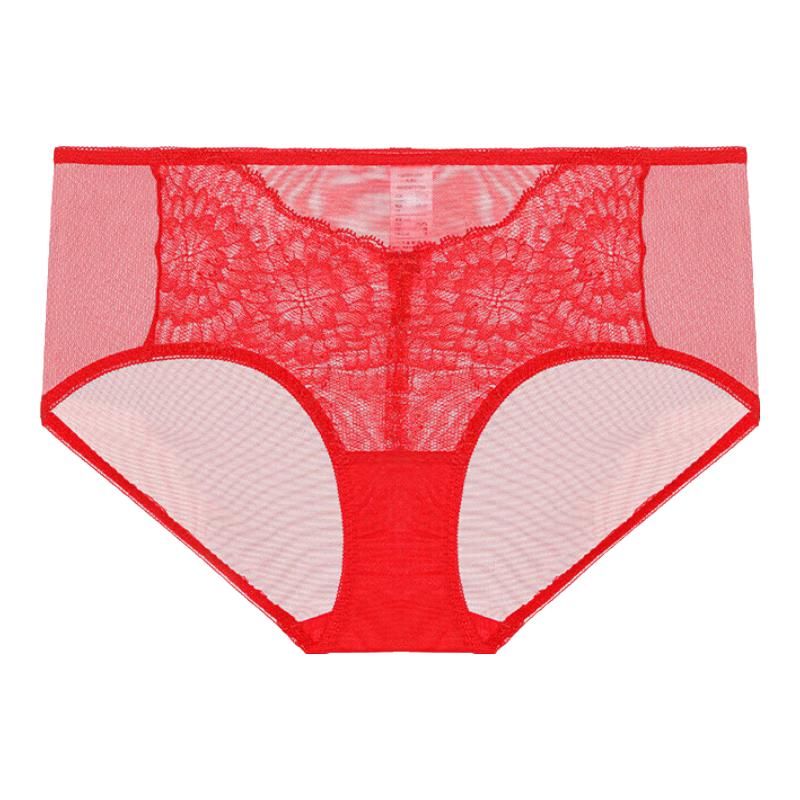 Aimer Women's Red Lace Mid-Waist Panties
