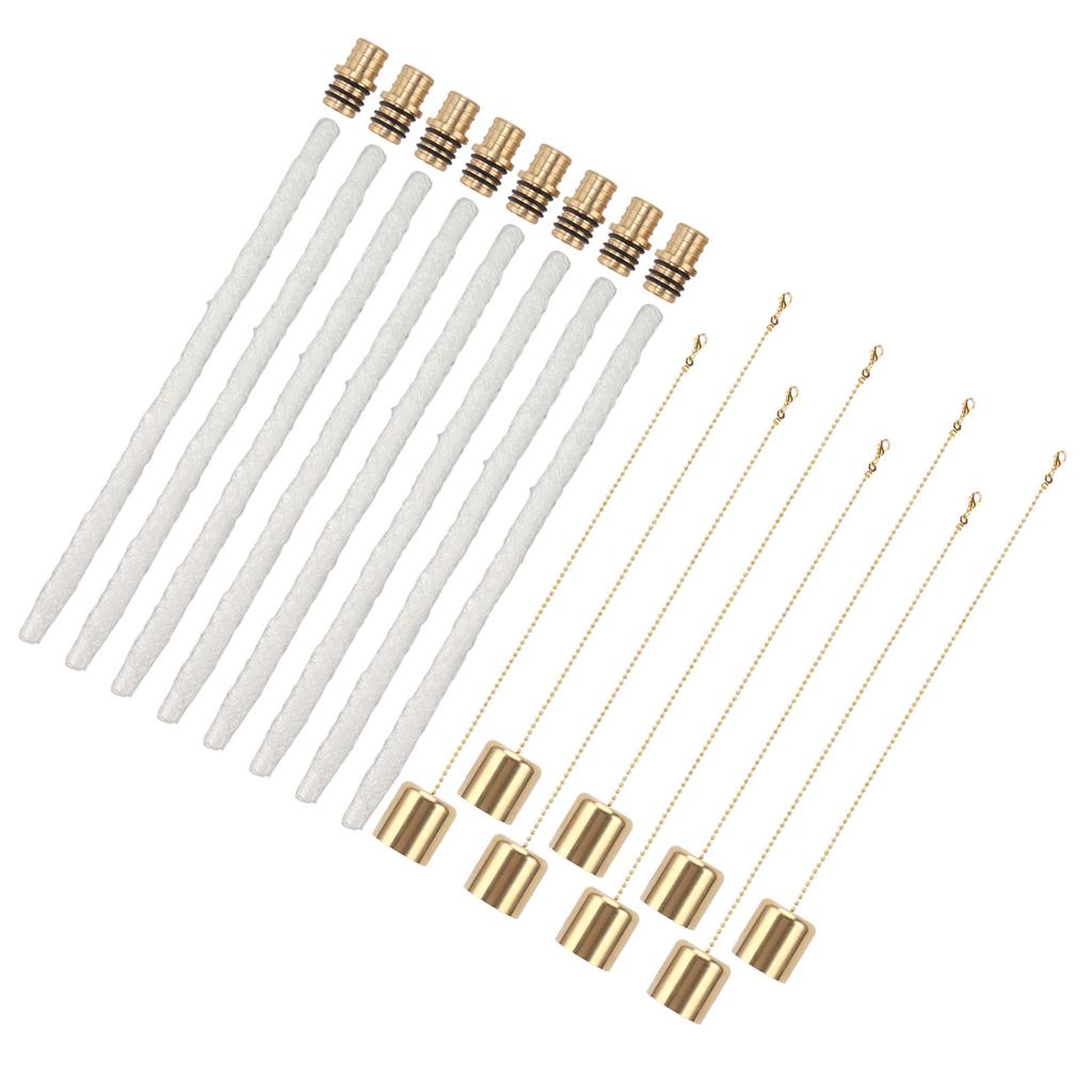 8Pack Wine Bottle Torch Kit Long Life Torch Wicks Brass Fire Wick Holders Caps Wine Bottle Torch