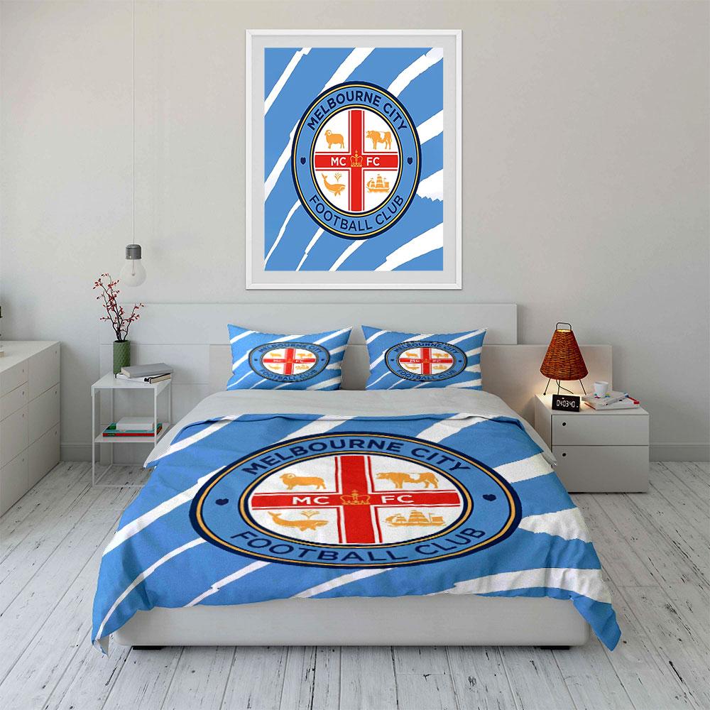 Melbourne City FC Bedding Set Bedding Duvet Cover Set Duvet Cover Pillowcases  (1 * Duvet Cover 2 * Pillowcases, without duvet insert)