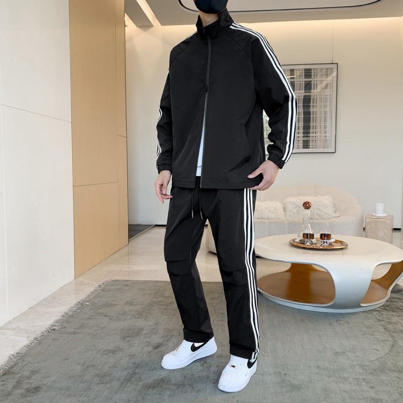 Мужской ретро спортивный костюм с тремя полосками и воротником-стойкой