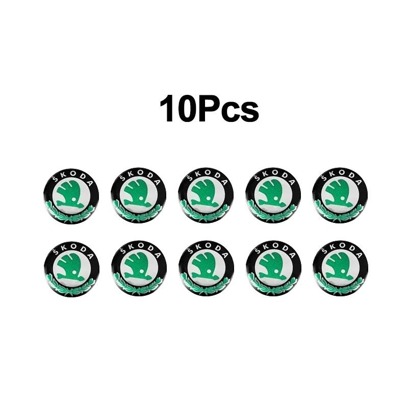 Car Sticker 2025 Hot 10mm Car Remote Key Sticker Aluminum Emblem Decal For Skoda Octavia Kodiaq Fabia Superb Rapid Kamiq Karoq D