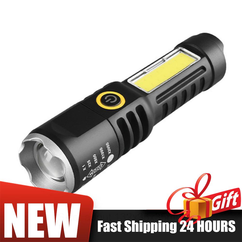 Кемпинговый фонарик XPE+COB LED, телескопический, с зумом, водонепроницаемый, для походов, с зарядкой Type-C USB, фонарик-брелок для кемпинга